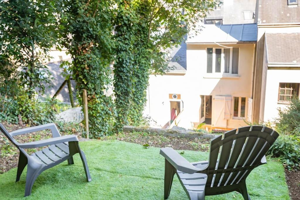 oo Le jardin oo paisible studio équipé et bien placé Quimper Exterior foto